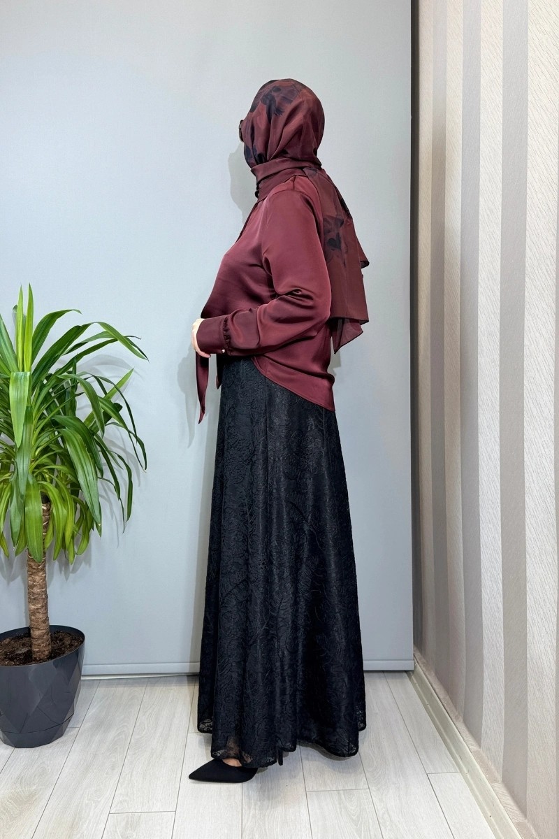 Clande Güpürlü Etek Siyah 2601-2000 görsel 4