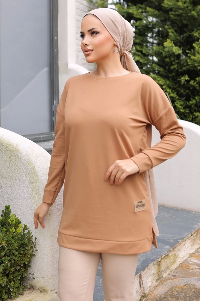 Hayat Store Yeni Stil Bej Arma Detay Tunik 10020 ( Lisinya )