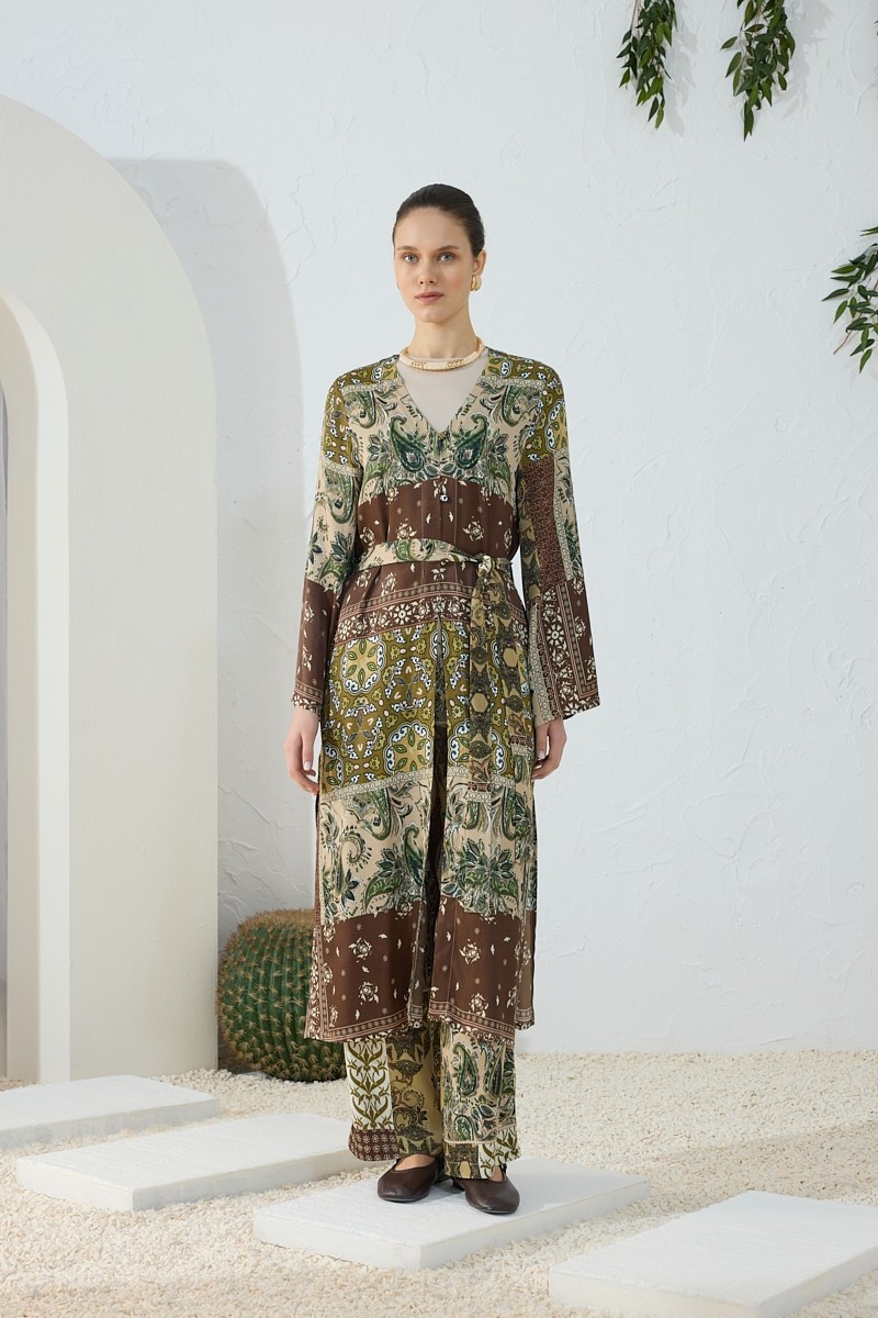 Aker Haki Desenli Britli Kimono görsel 2