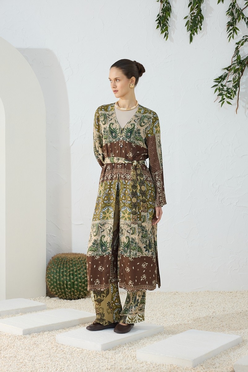 Aker Haki Desenli Britli Kimono görsel 3