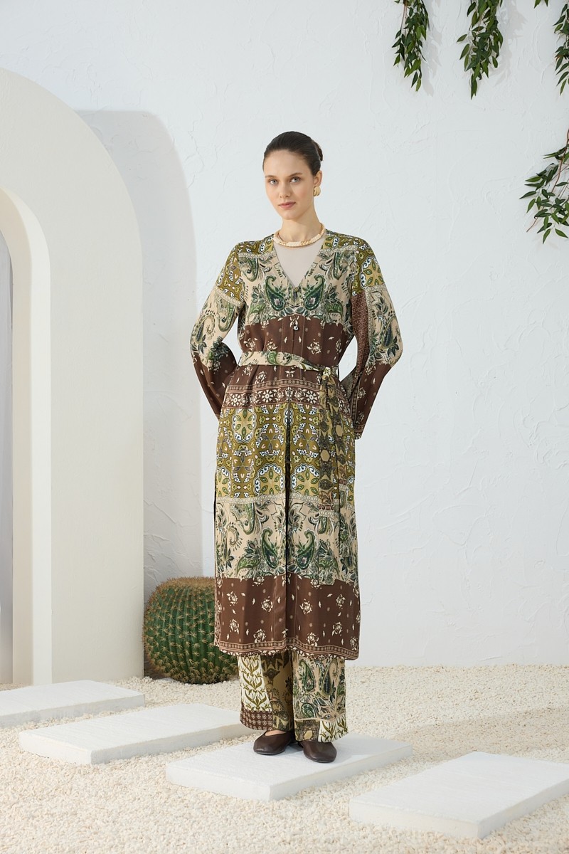 Aker Haki Desenli Britli Kimono görsel 4
