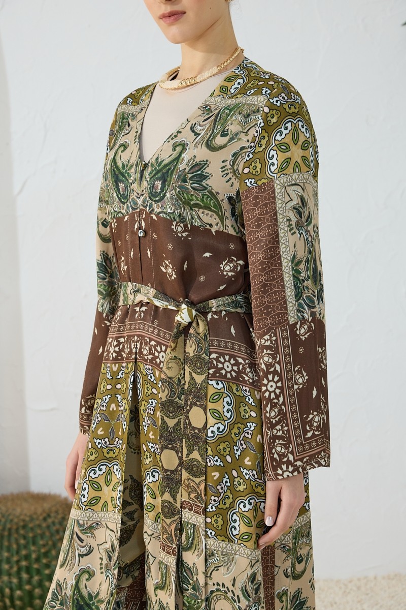 Aker Haki Desenli Britli Kimono görsel 6