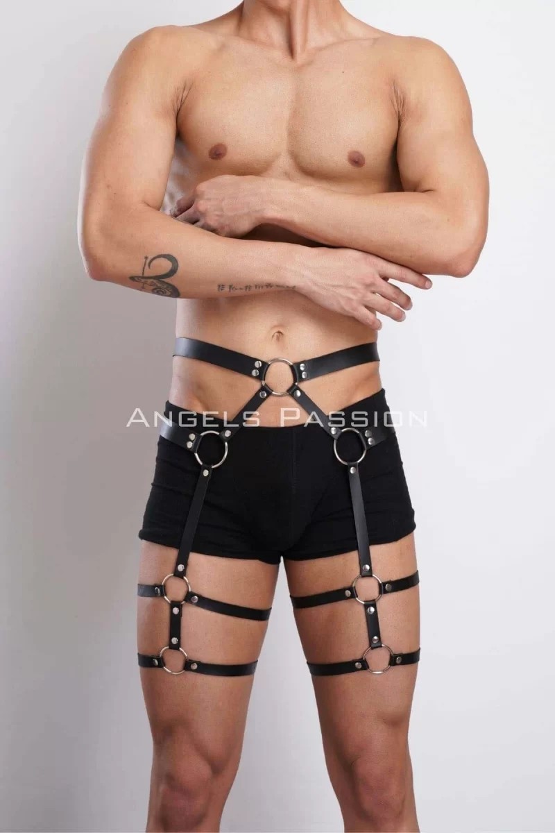 bebekokusu Deri Erkek Bacak Harness, Erkek Jartiyer, Erkek Fantezi Aksesuar - BRFM167 görsel 2