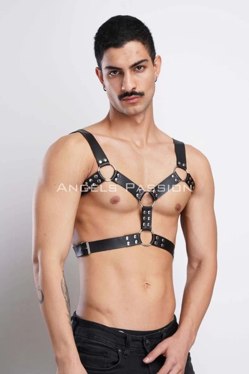 bebekokusu Erkek Deri Göğüs Harness, Erkek Parti Akseuar, Partywear - BRFM78