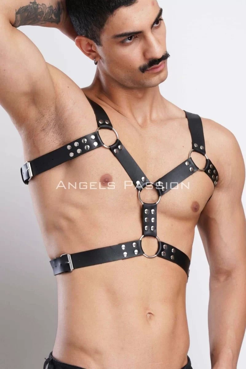 bebekokusu Erkek Deri Göğüs Harness, Erkek Parti Akseuar, Partywear - BRFM78 görsel 3