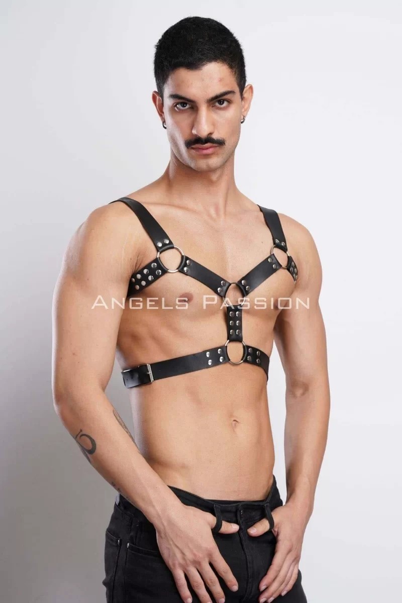 bebekokusu Erkek Deri Göğüs Harness, Erkek Parti Akseuar, Partywear - BRFM78 görsel 4