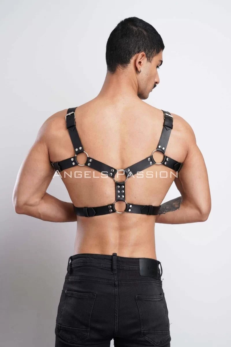 bebekokusu Erkek Deri Göğüs Harness, Erkek Parti Akseuar, Partywear - BRFM78 görsel 6