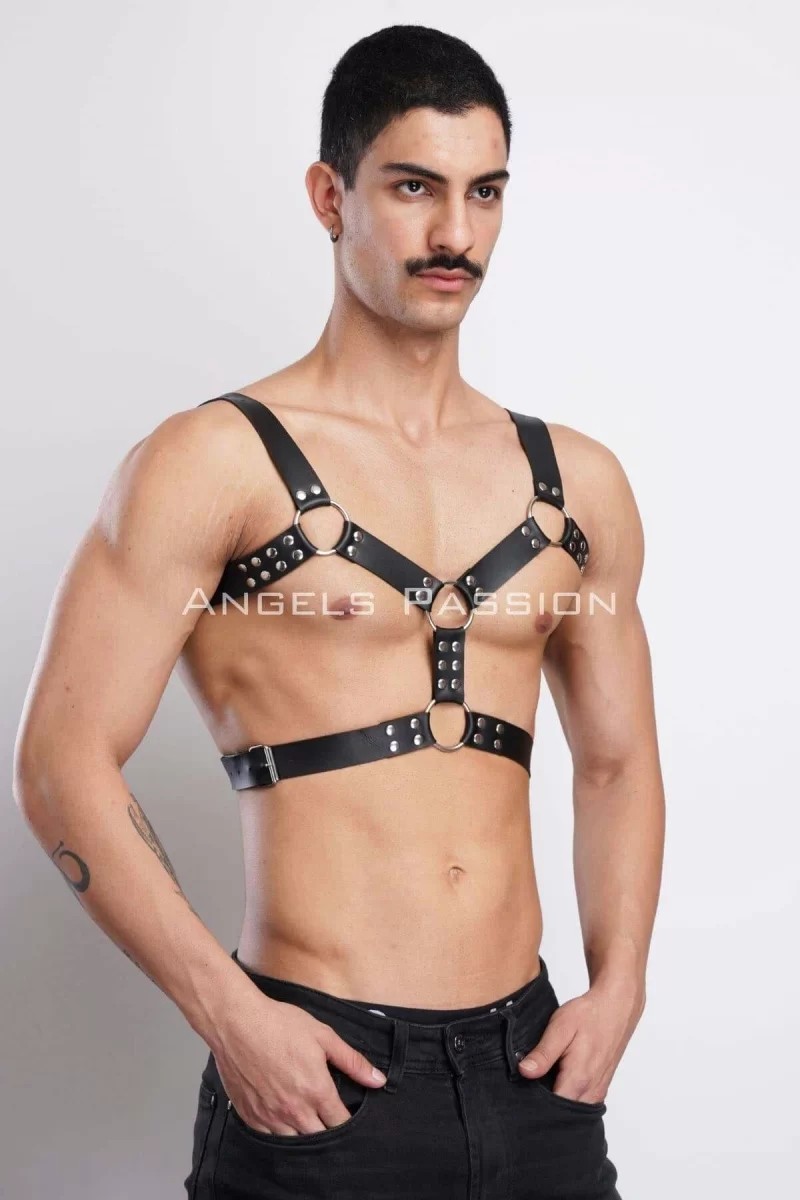 bebekokusu Erkek Deri Göğüs Harness, Erkek Parti Akseuar, Partywear - BRFM78 görsel 8