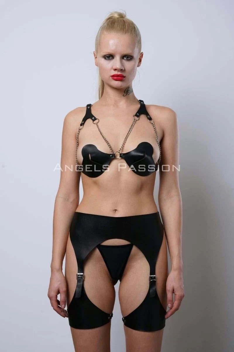 bebekokusu Deri Jartiyer Harness Takım, Kadın Fantezi Iç Giyim - BRF1220 görsel 4