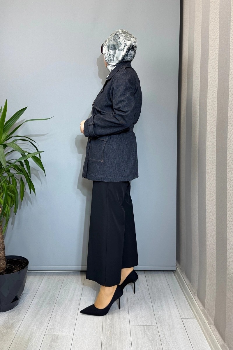 Miss Dalida Kargo Cepli Denim Ceket Siyah T26Y-8208 görsel 2