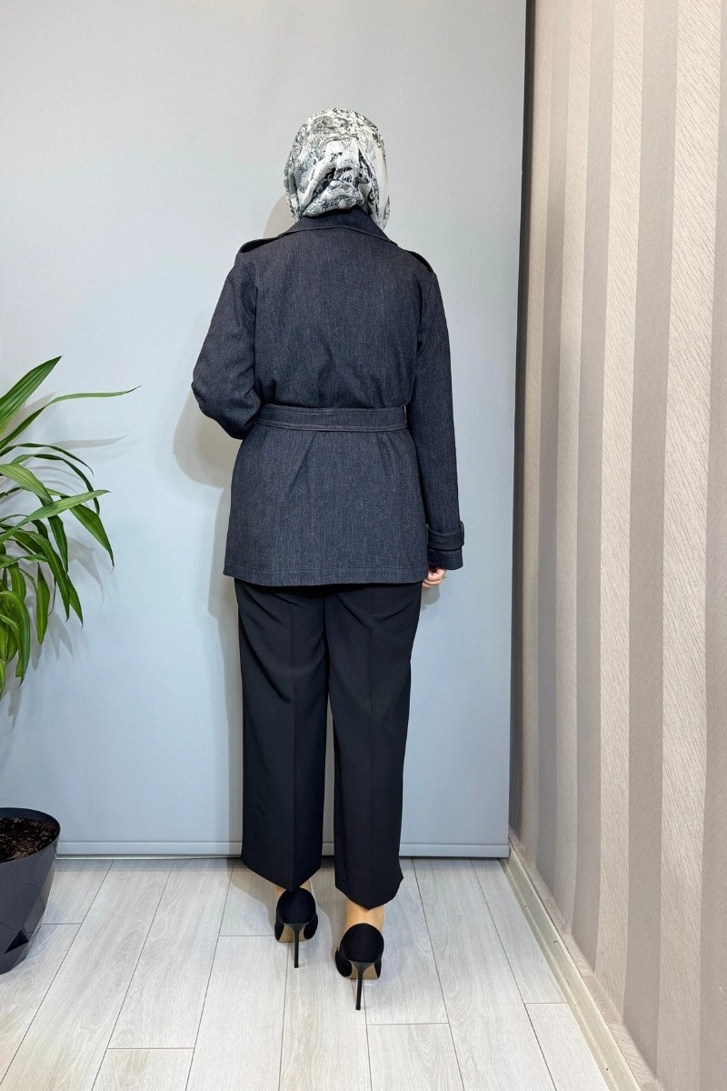 Miss Dalida Kargo Cepli Denim Ceket Siyah T26Y-8208 görsel 3