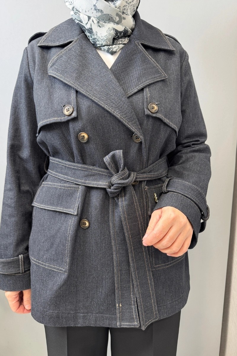 Miss Dalida Kargo Cepli Denim Ceket Siyah T26Y-8208 görsel 4