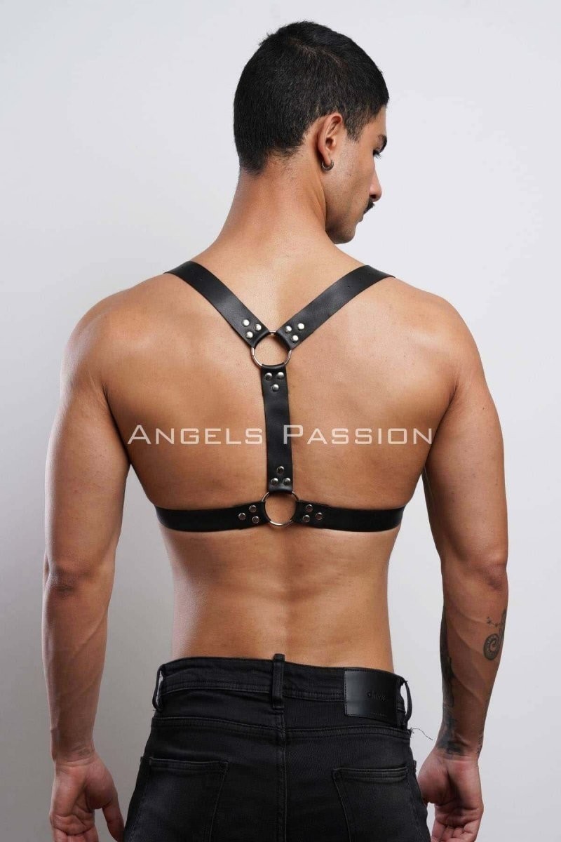 mery D Halka Detaylı Şık Erkek Göğüs Harness, Erkek Deri T-Shirt Aksesuar - BRFM92 Mery Woman görsel 7