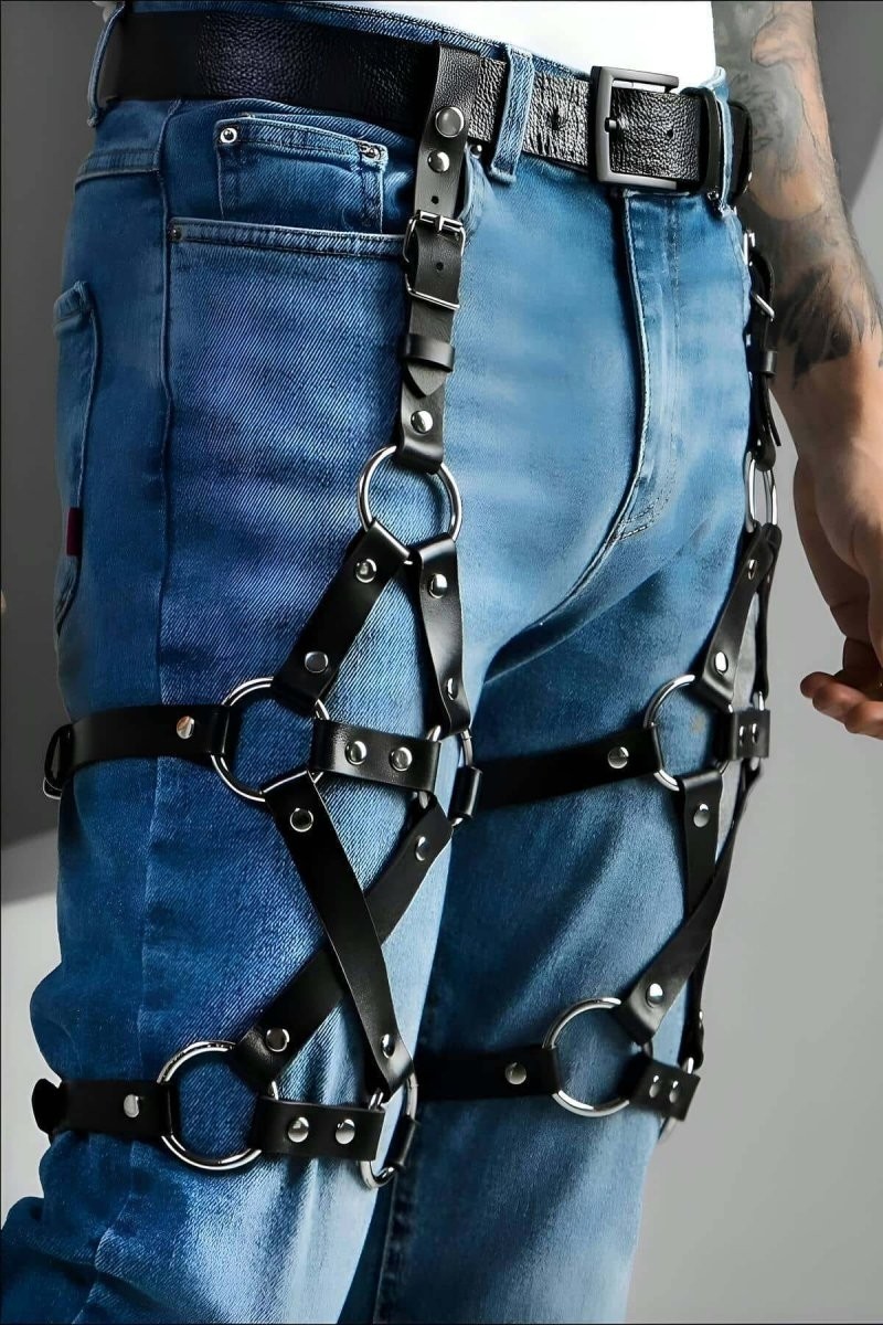 mery Erkek Deri Bacak Harness, Bacak Aksesuar, Kot Aksesuar, Partywear - BRFM201 Mery Woman görsel 2