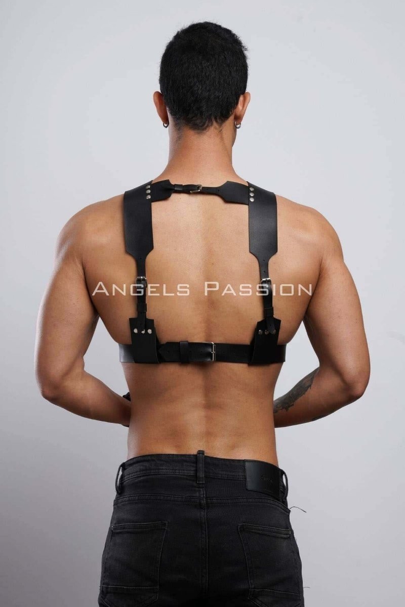 mery Kelepçeli Erkek Göğüs Harness, Deri Erkek Fantezi Harness, Kelepçeli Erkek Harness - BRFM121 görsel 6