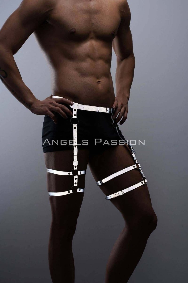 mery Reflektörlü (Karanlıkta Parlayan) Erkek Jartiyer, Erkek Bacak Harness, Reflektörlü Pantolon A