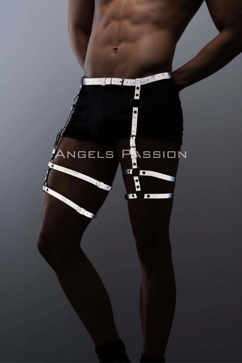 mery Reflektörlü (Karanlıkta Parlayan) Erkek Jartiyer, Erkek Bacak Harness, Reflektörlü Pantolon A görsel 4