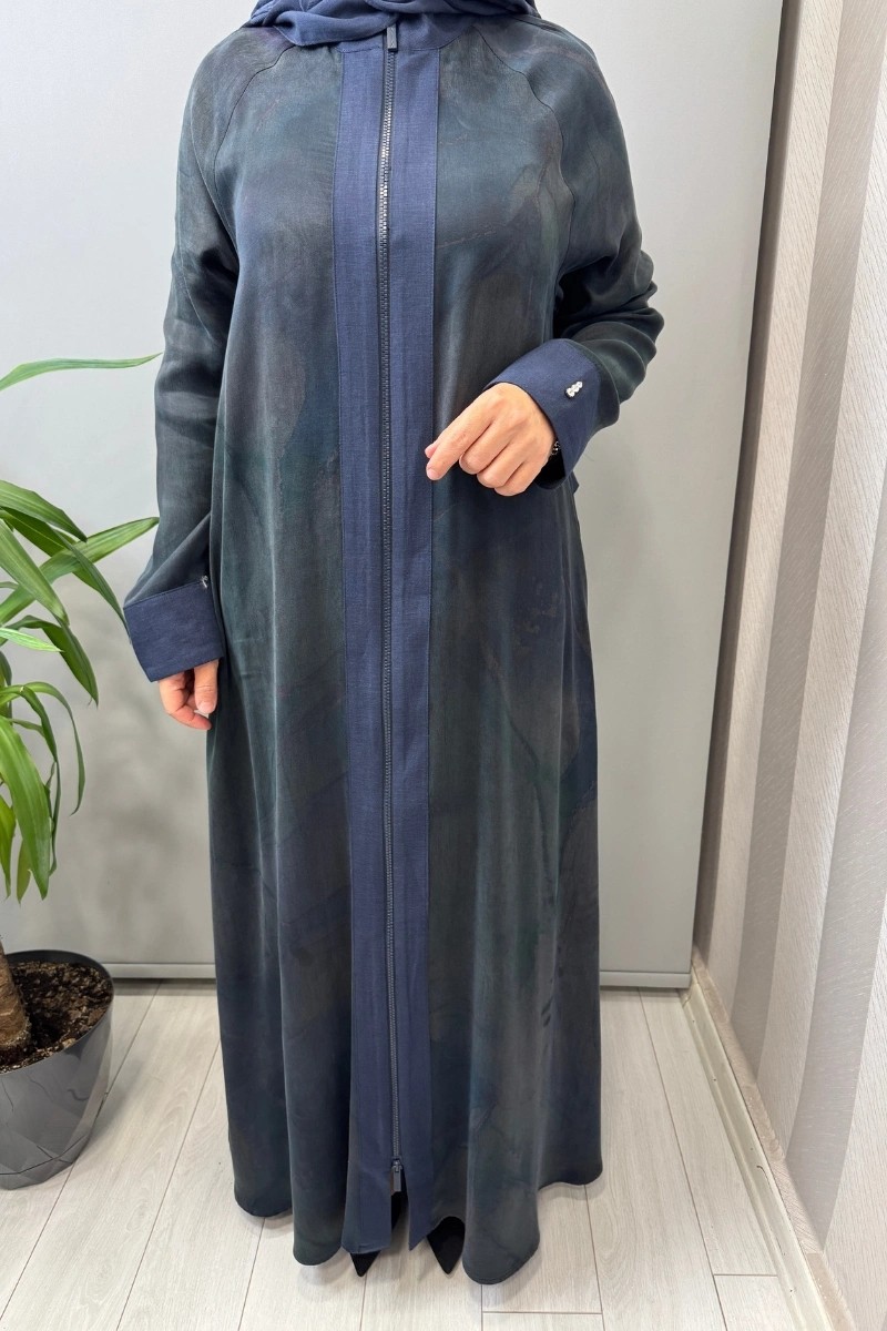 Miss Dalida Renkli Fermuarlı Uzun Kap Lacivert 2268778 görsel 4