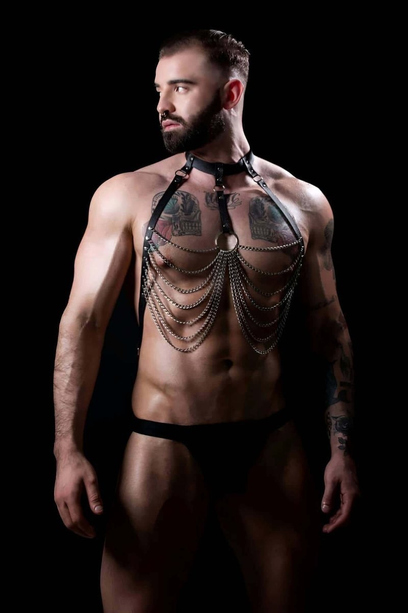 mery Zincirli Erkek Deri Fantazi Giyim - BRFM74 Mery Woman görsel 2