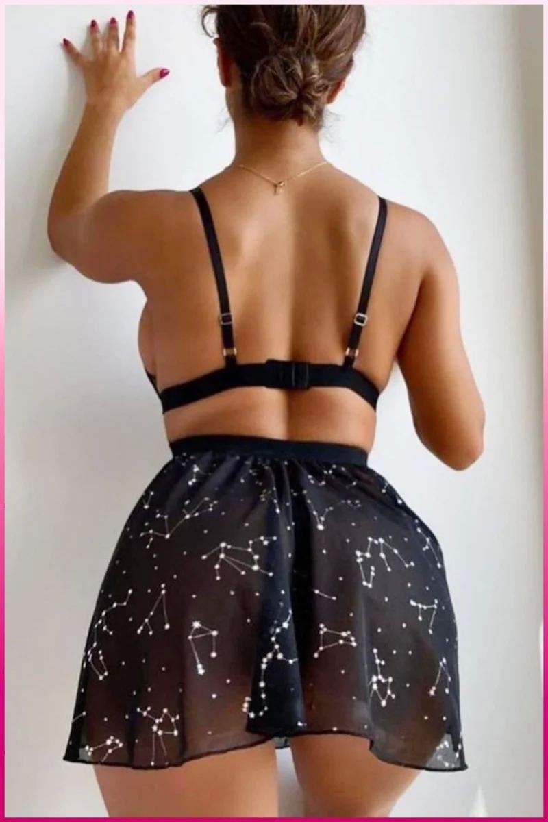 mery Siyah Parlak Yıldızlı Kadın Etekli Fantazi Kostüm Mery Woman görsel 2