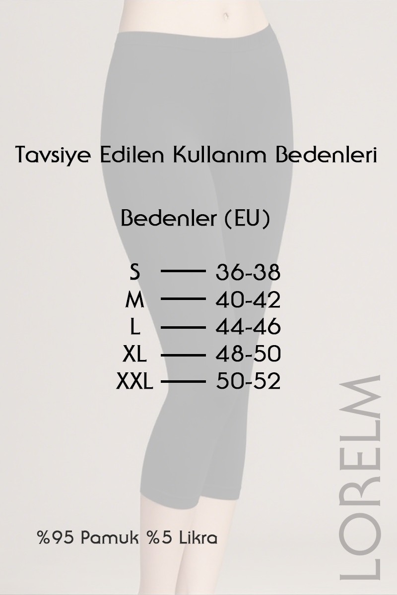 Lorelm Pamuklu Dizaltı Tayt Astar Iç Göstermez Penye %95 Pamuk Kadın M Beden Konforlu Kullanım görsel 3