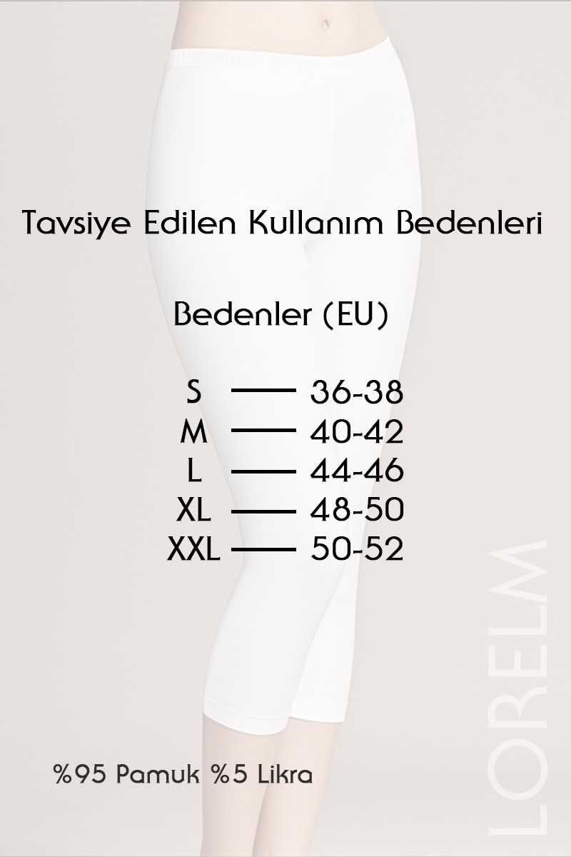 Lorelm Pamuklu Dizaltı Tayt Astar Iç Göstermez Penye %95 Pamuk Kadın M Beden Konforlu Kullanım görsel 6