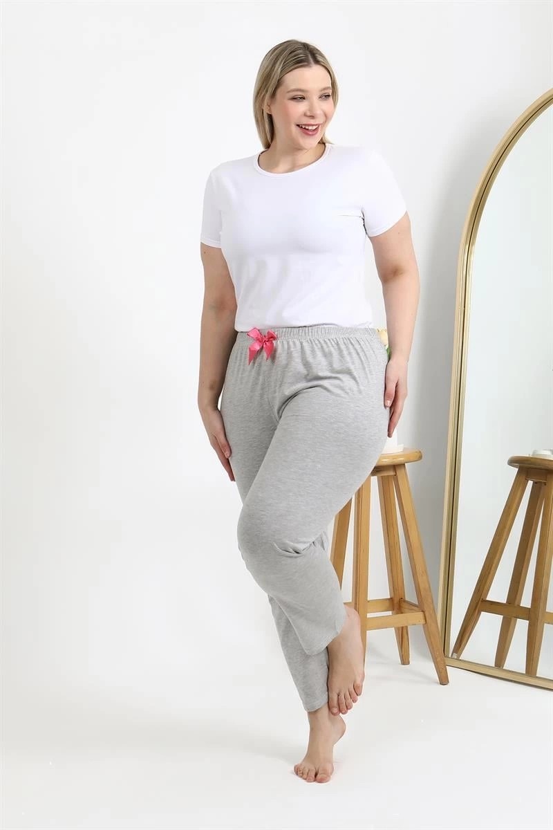 mery Kadın Pamuklu Büyük Beden Alt Pijama Gri Mery