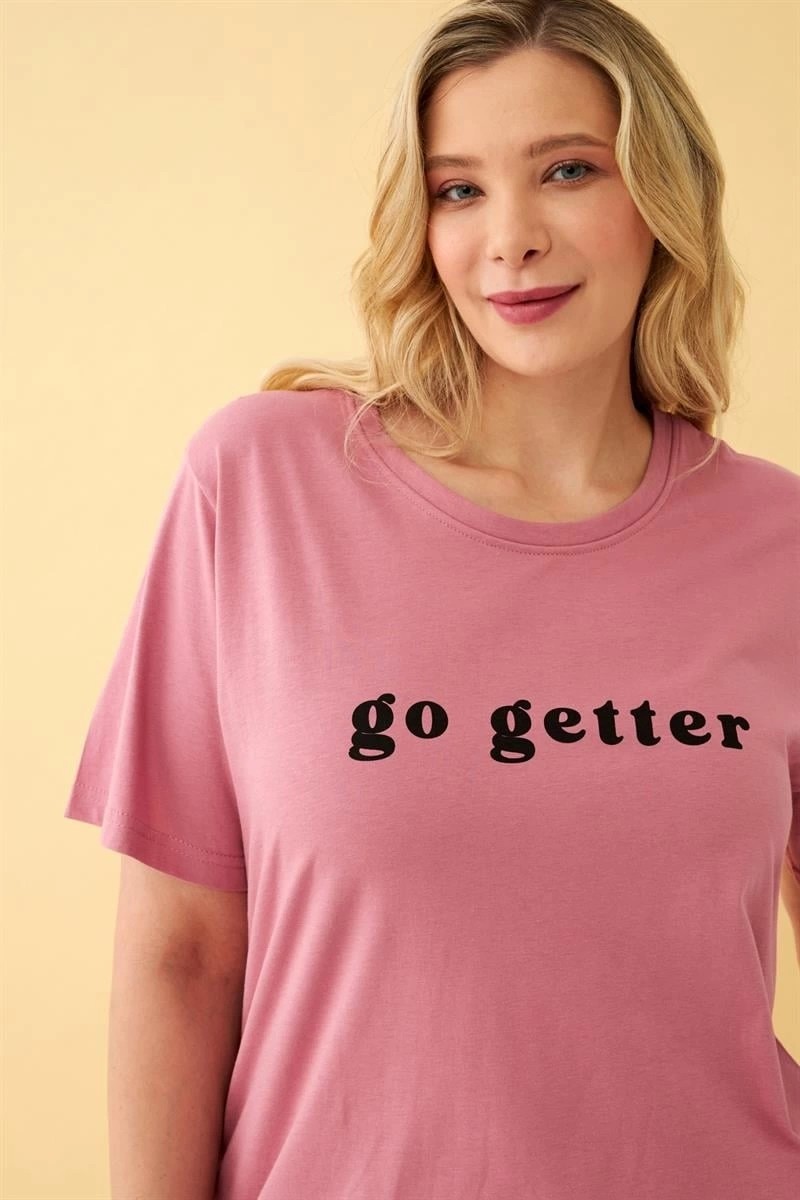 mery Kadın Somon Go Getter Yazılı Büyük Beden Pijama Takımı Mery görsel 3