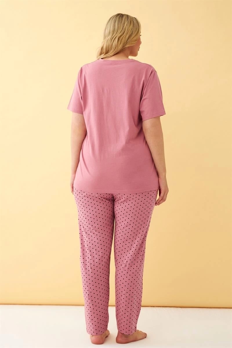 mery Kadın Somon Go Getter Yazılı Büyük Beden Pijama Takımı Mery görsel 5
