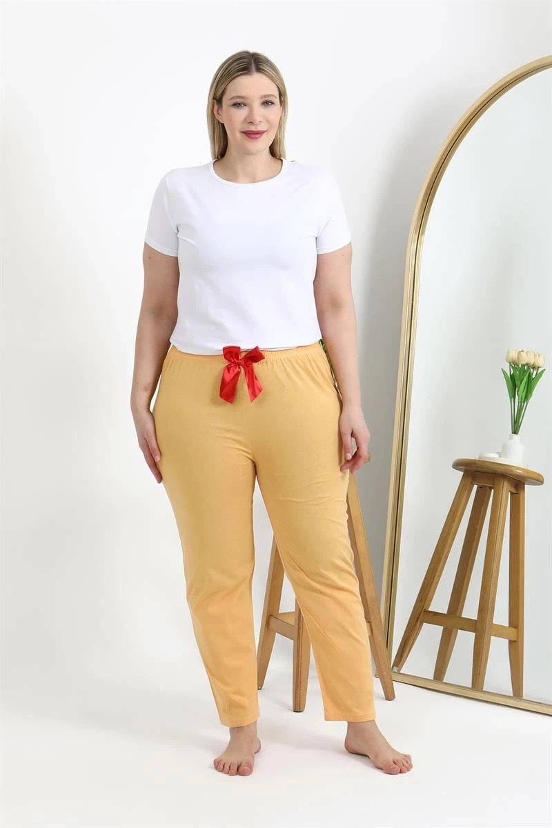 mery Kadın Pamuklu Büyük Beden Alt Pijama Sarı Mery görsel 2