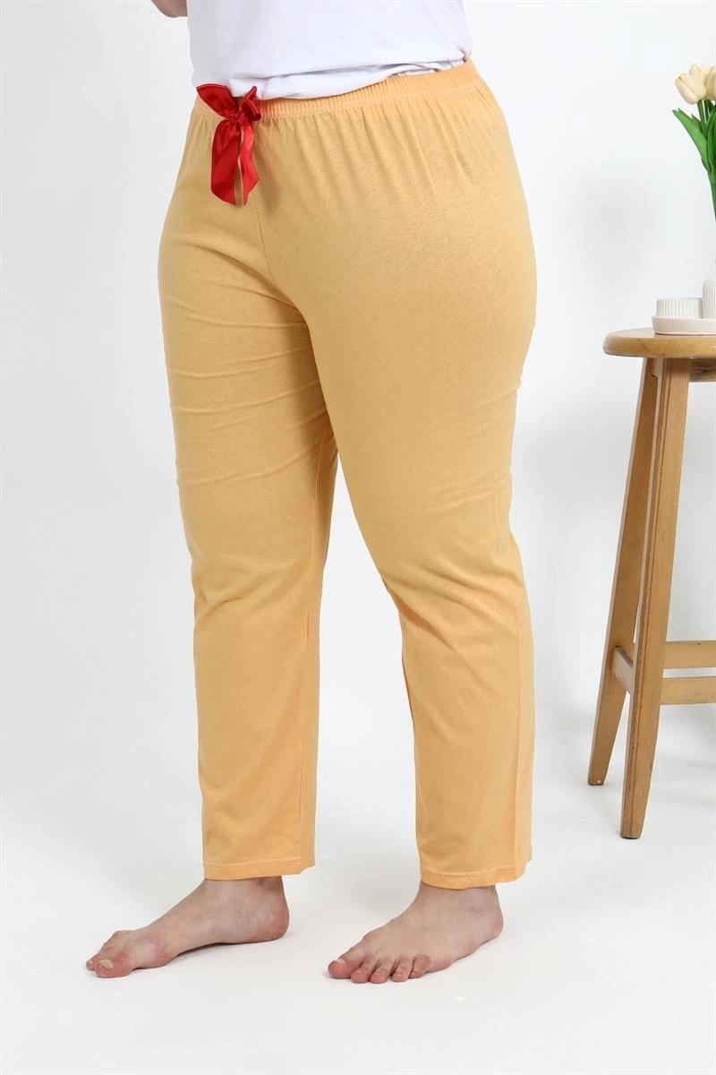 mery Kadın Pamuklu Büyük Beden Alt Pijama Sarı Mery görsel 4