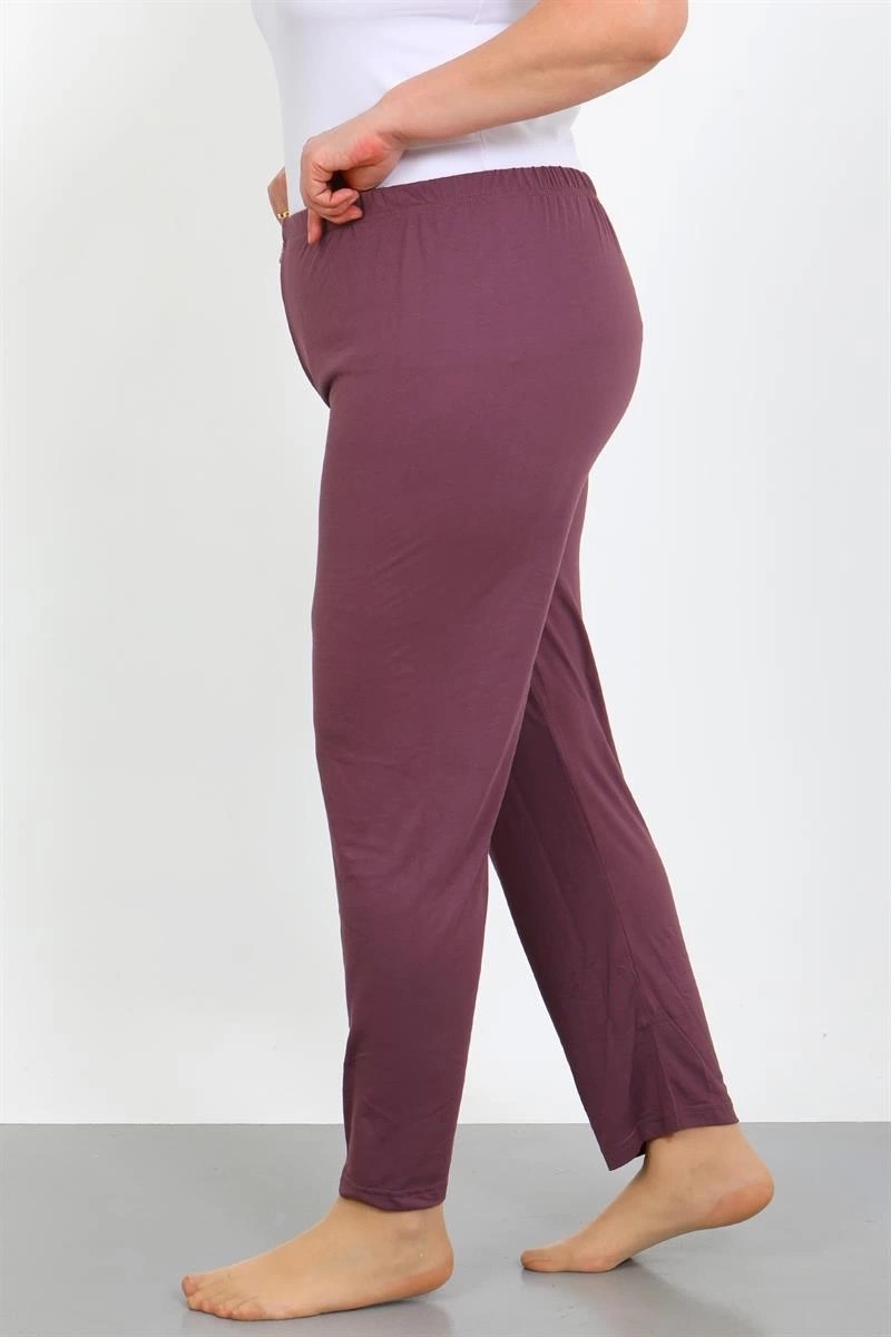 mery Kadın Büyük Beden Mürdüm Tek Alt Pijama Mery görsel 3