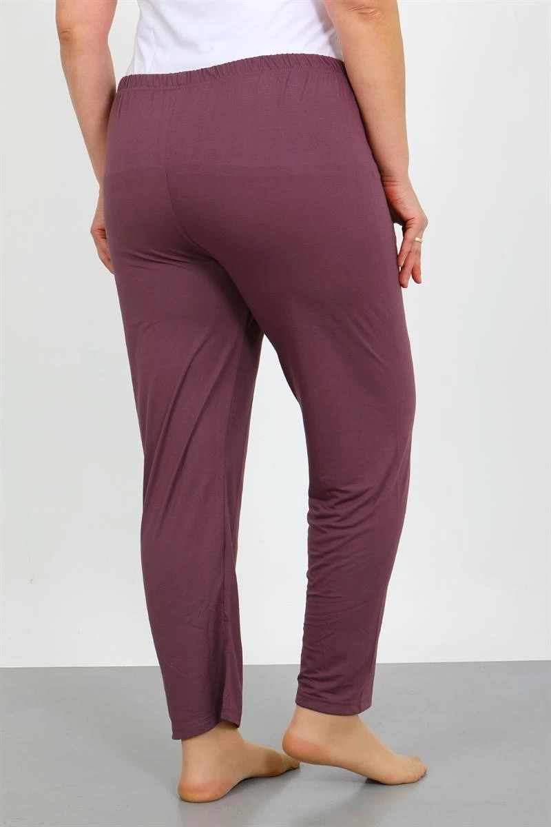 mery Kadın Büyük Beden Mürdüm Tek Alt Pijama Mery görsel 4