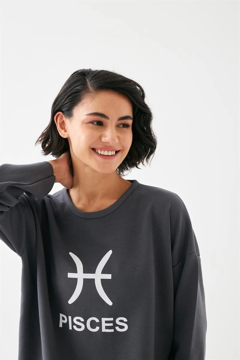 mery Kadın Füme Balık Burcu Oversize 2 Iplik Eşofman Ev Giyim Takımı Mery görsel 3