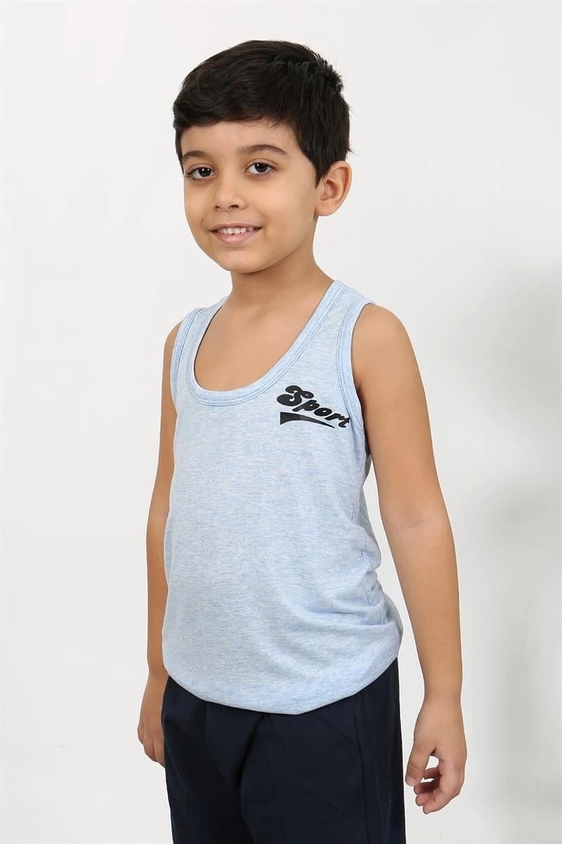 mery Erkek Çocuk Sıfır Kol Penye Pijama Takım Mavi Mery görsel 2