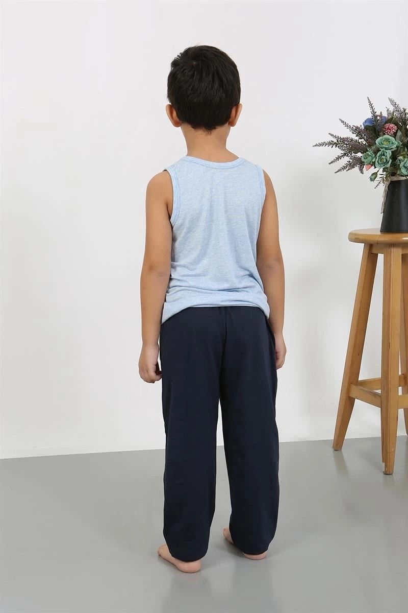 mery Erkek Çocuk Sıfır Kol Penye Pijama Takım Mavi Mery görsel 3
