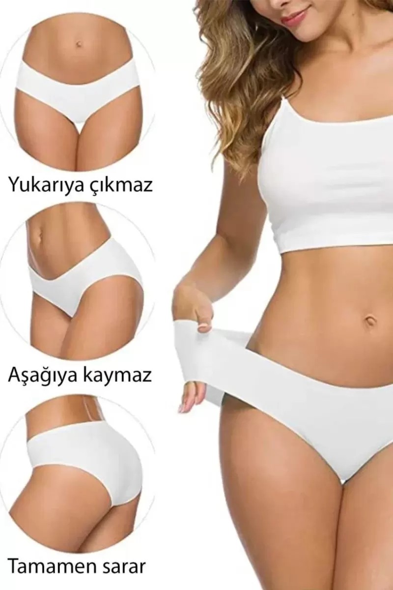 8 Adet Kadın Dikişsiz Lazer Kesim Esnek Iz Yapmayan Külot S3 görsel 5