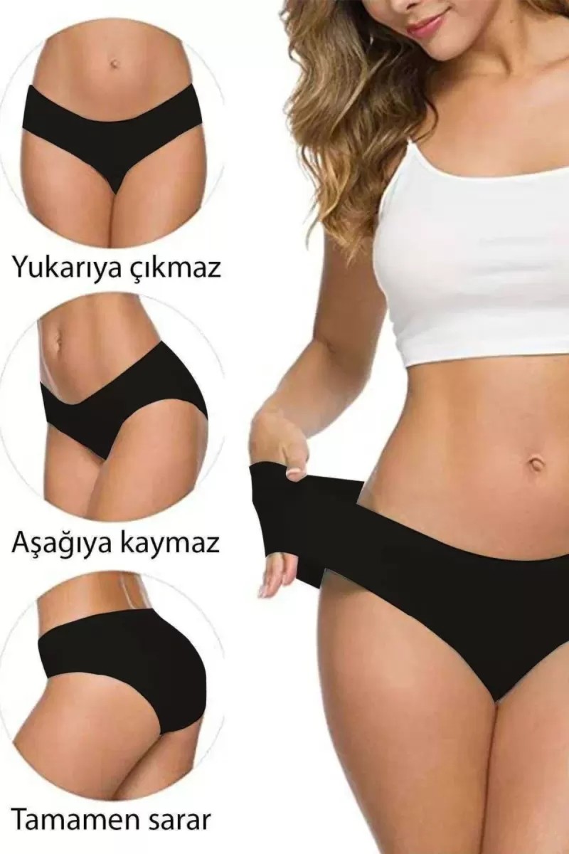 5 Adet Kadın Dikişsiz Lazer Kesim Esnek Iz Yapmayan Külot S1 görsel 4
