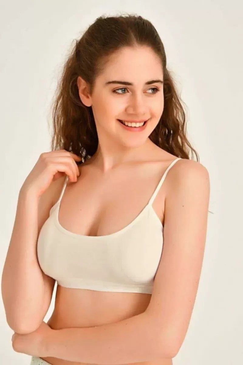 Pedli Ip Askılı Krem ve Pembe Büstiyer 2 Adet görsel 2