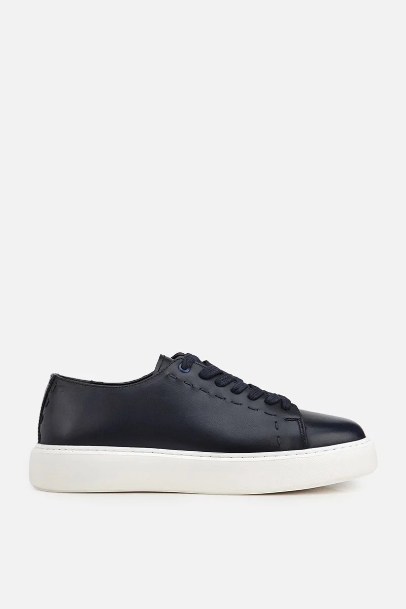 Yaya By Hotiç Erkek Lacivert Deri Bağcıklı Kalın Tabanlı Günlük Sneaker