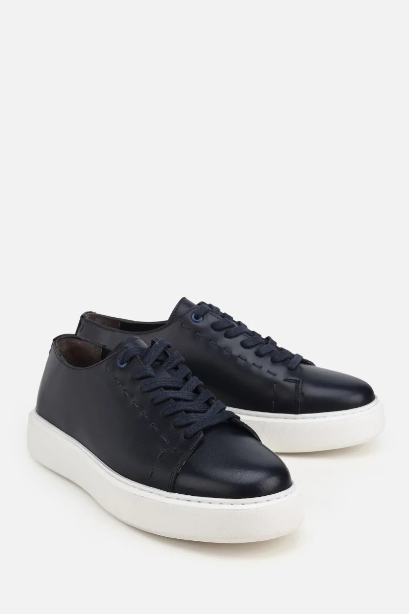 Yaya By Hotiç Erkek Lacivert Deri Bağcıklı Kalın Tabanlı Günlük Sneaker görsel 2