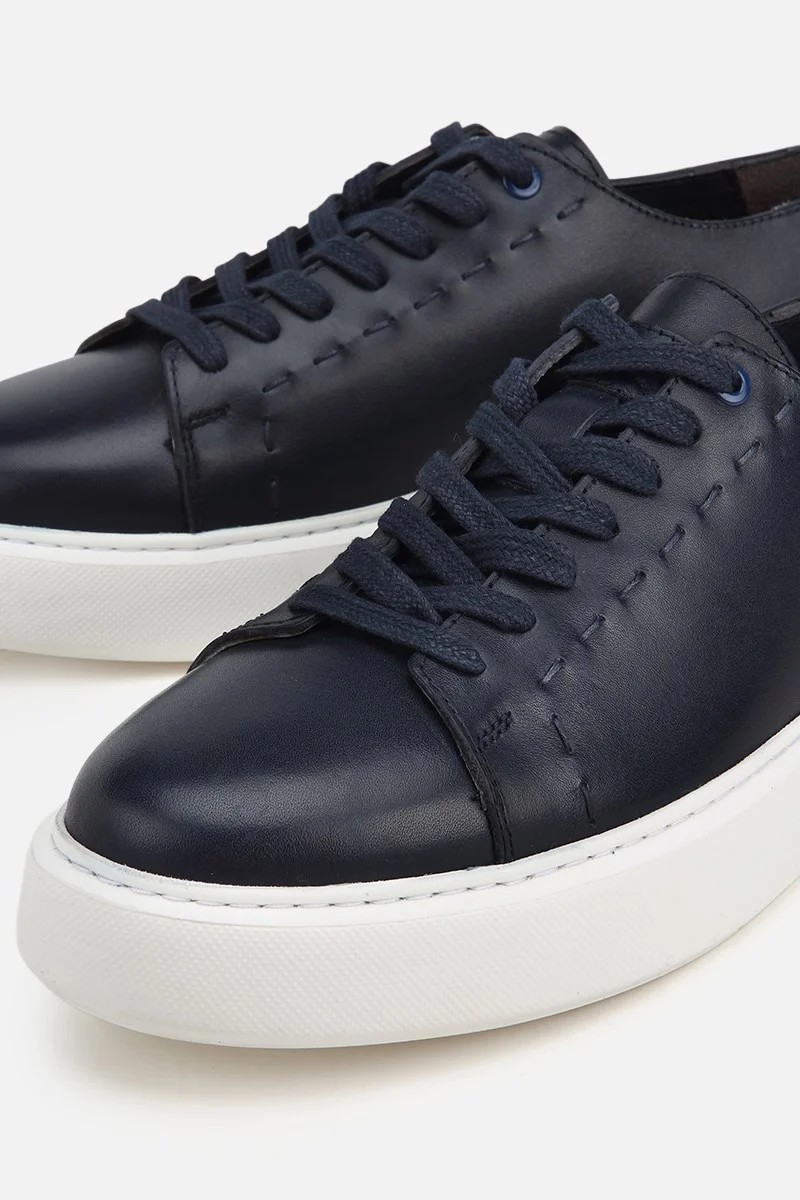 Yaya By Hotiç Erkek Lacivert Deri Bağcıklı Kalın Tabanlı Günlük Sneaker görsel 4