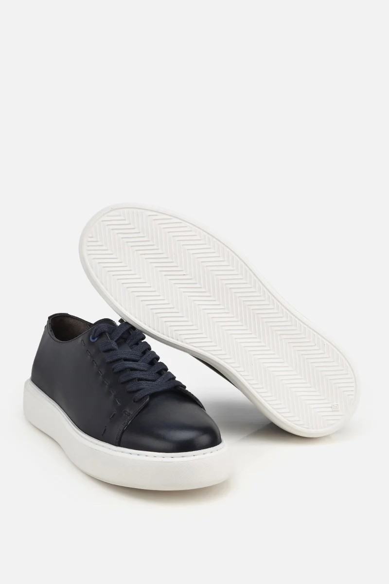 Yaya By Hotiç Erkek Lacivert Deri Bağcıklı Kalın Tabanlı Günlük Sneaker görsel 6