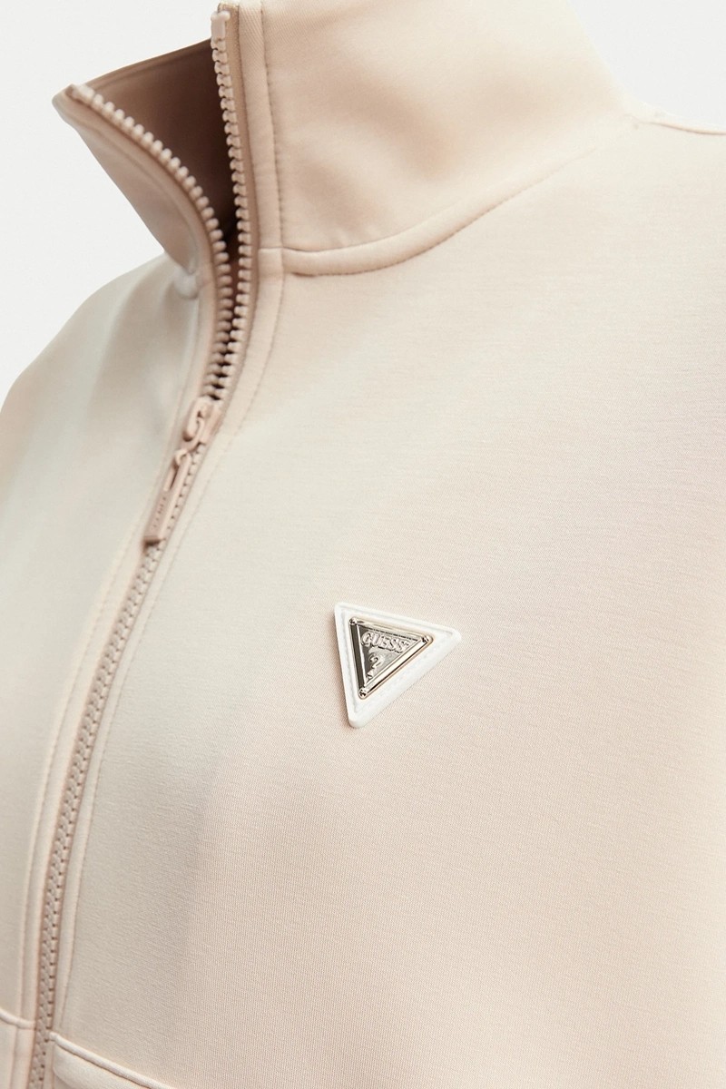 Guess Olympe Kadın Aktif Scuba Sweatshirt Kahverengi Dokuma Kumaşla Şık ve Rahat Sezonluk görsel 5