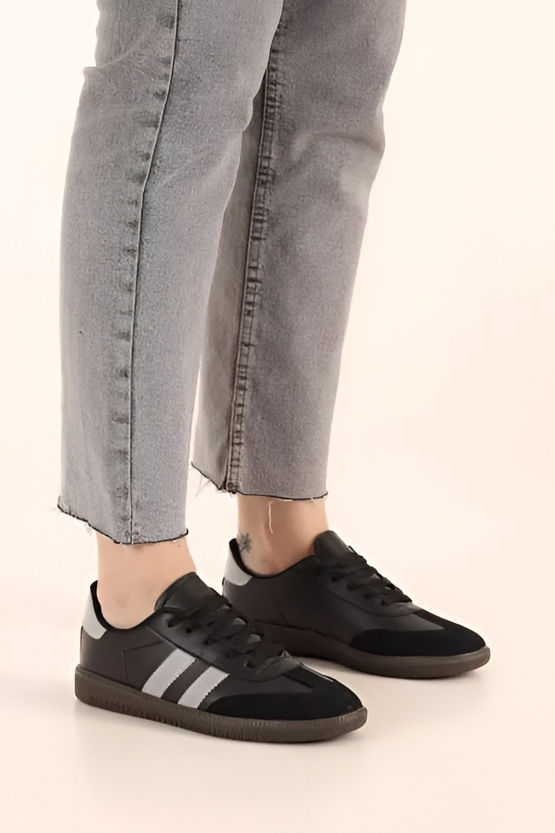 İmershoes Kadın Babet Hava Alabilen Hafif Taban Esnek Gri Tekstil Ayakkabı Düz Taban