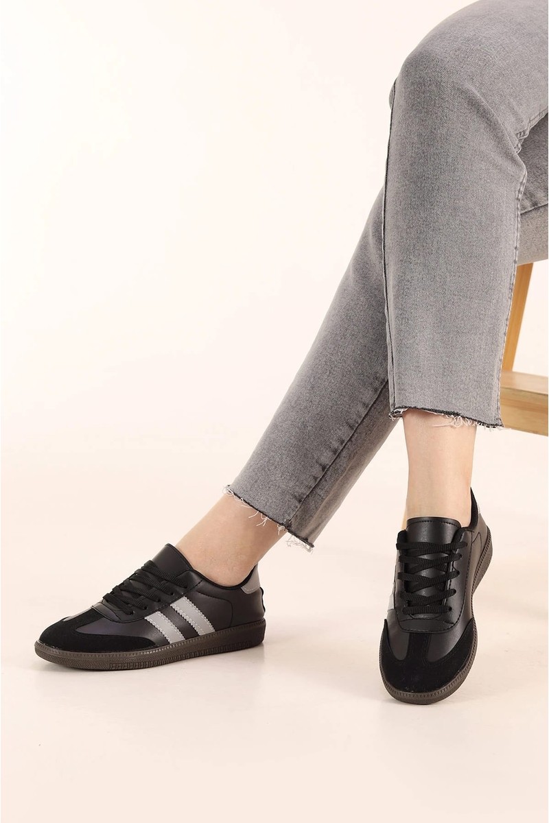 İmershoes Kadın Babet Hava Alabilen Hafif Taban Esnek Gri Tekstil Ayakkabı Düz Taban görsel 2