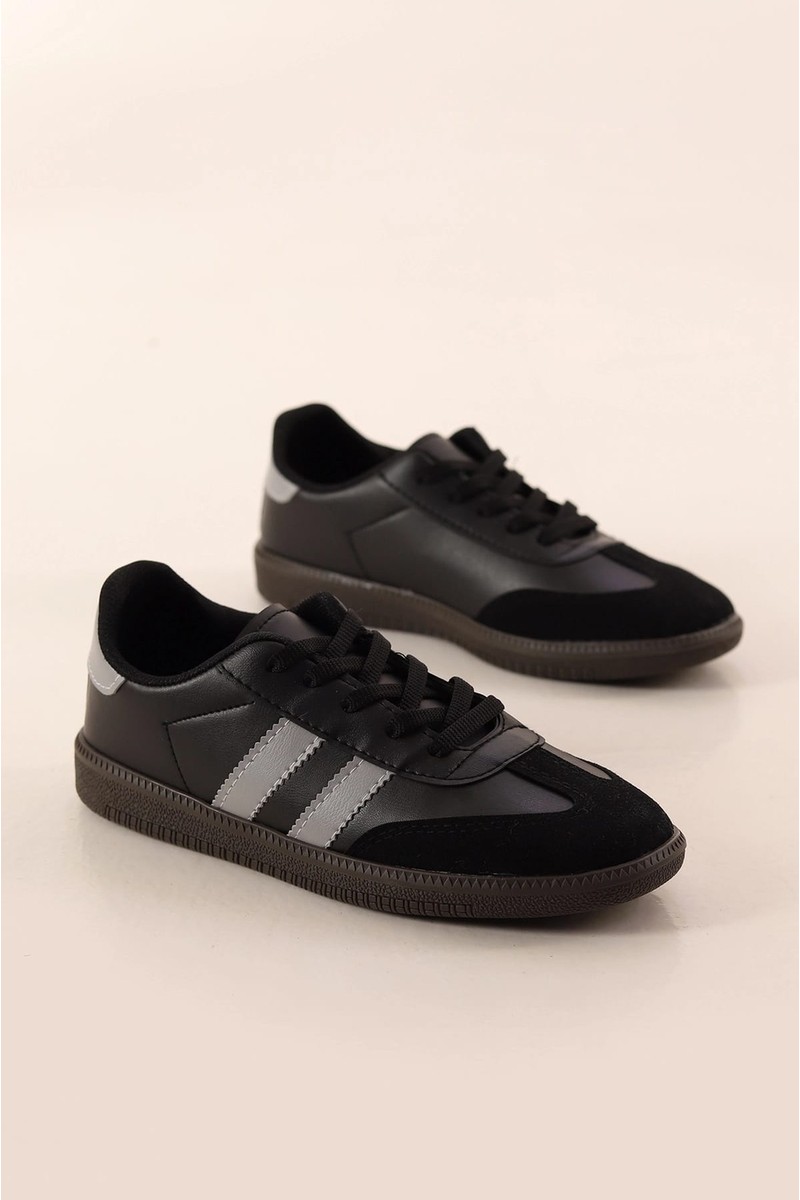 İmershoes Kadın Babet Hava Alabilen Hafif Taban Esnek Gri Tekstil Ayakkabı Düz Taban görsel 3