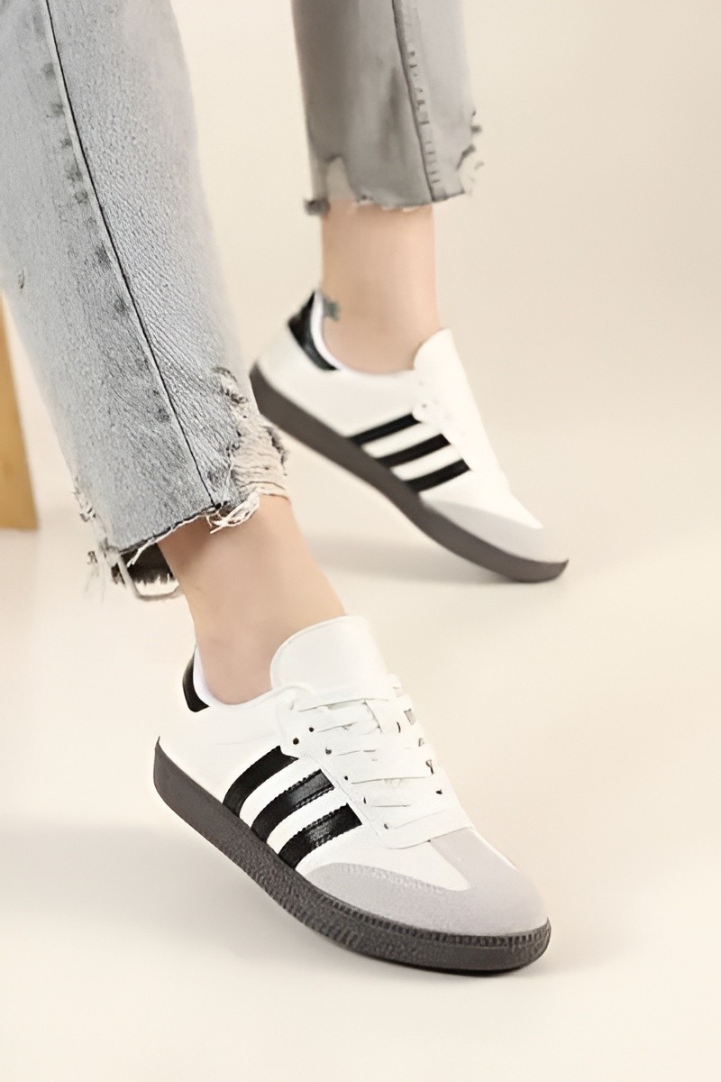 İmershoes Kadın Babet Hava Alabilen Hafif Taban Esnek Gri Tekstil Ayakkabı Düz Taban görsel 4