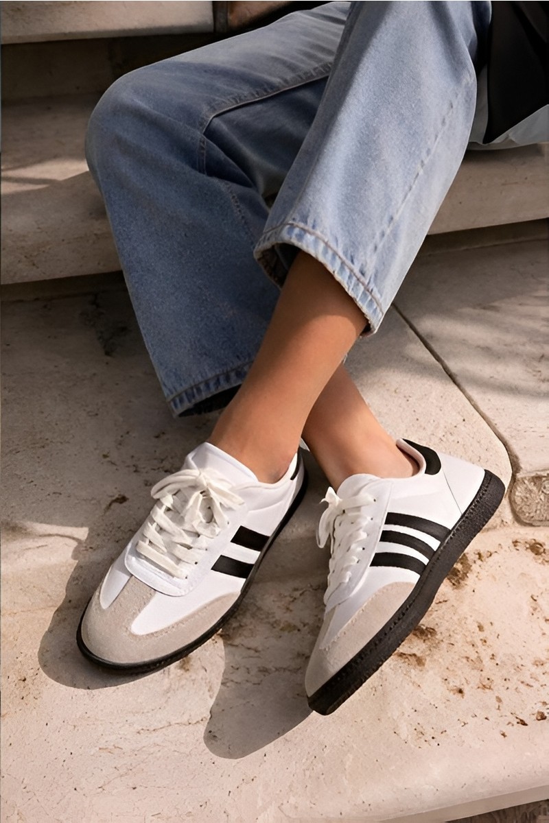 İmershoes Kadın Babet Hava Alabilen Hafif Taban Esnek Gri Tekstil Ayakkabı Düz Taban görsel 5