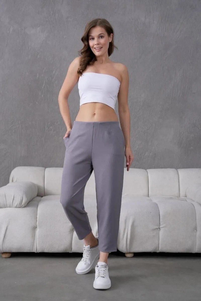 Muzotex Ithal Krep Kumaş Şalvar Model Cepli Balon Pantolon